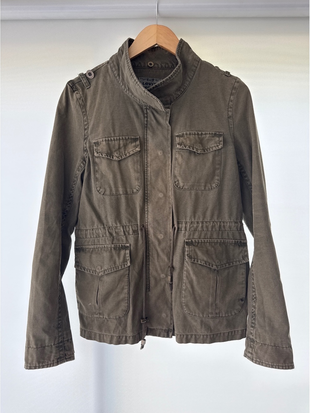 Levi's Utility Military Jacket Womens Medium Olive Cotton Field Jacket